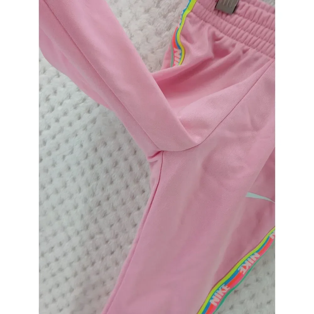Nike Girls 12M Light Pink Infant Jogger Track Pants Rainbow Logo Taping